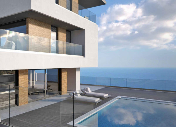 Garde corps en verre de type L1 pour usage résidentiel, bureaux, lieux publics, centre commerciaux, et stades sportifs